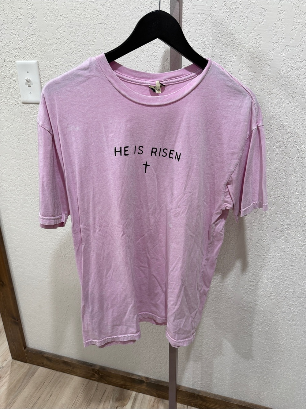 He Is Risen Pink Graphic Tee -women oversized